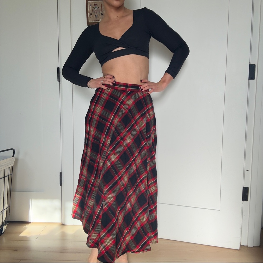 Susan Bristol Red and Black Plaid A-Line Skirt